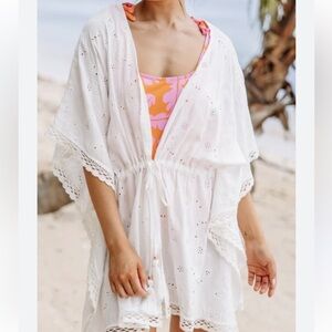 Surf Gypsy White Eyelet Kimono Tunic Coverup M